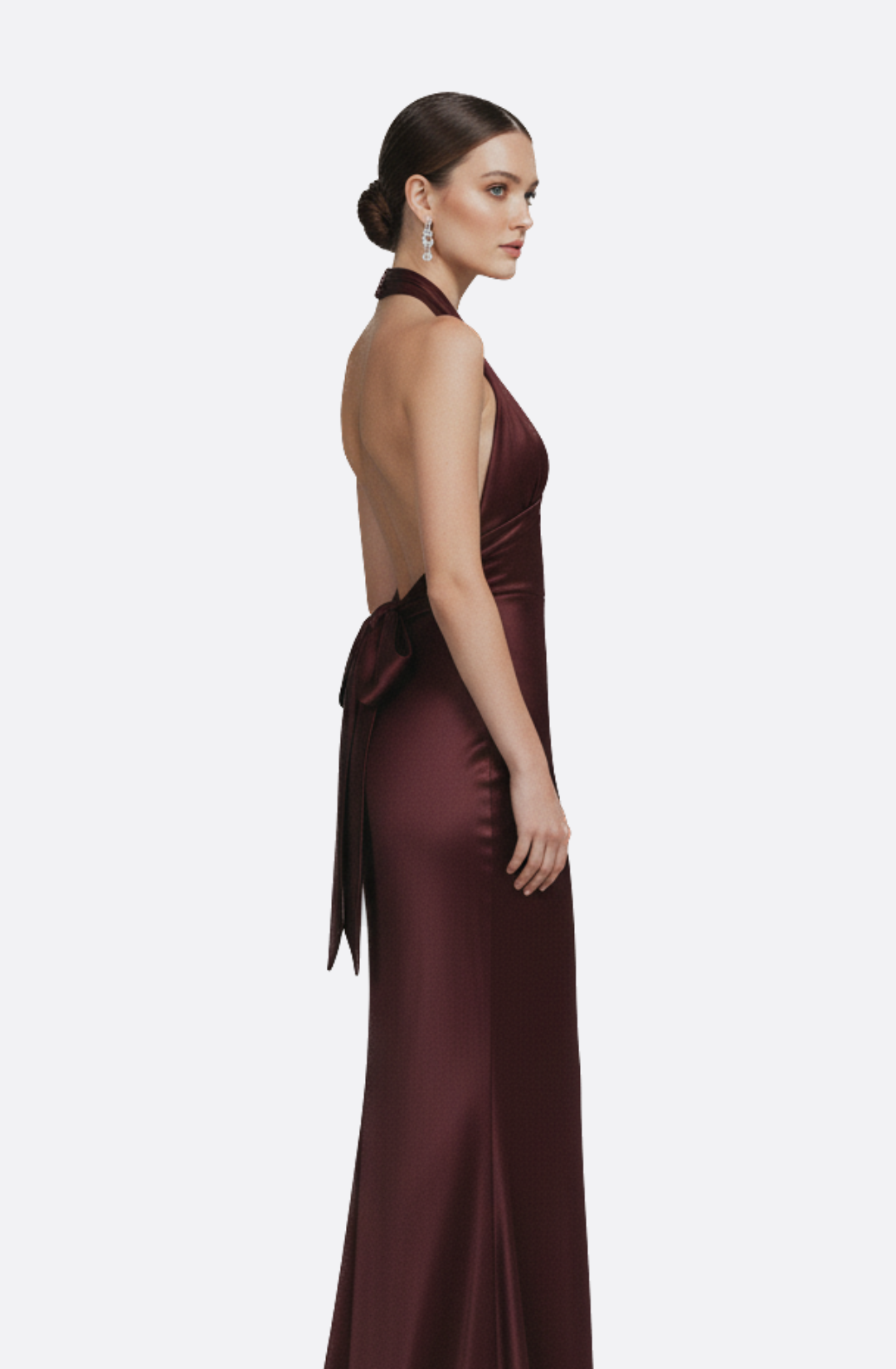 Arden Wine Halter Maxi Dress