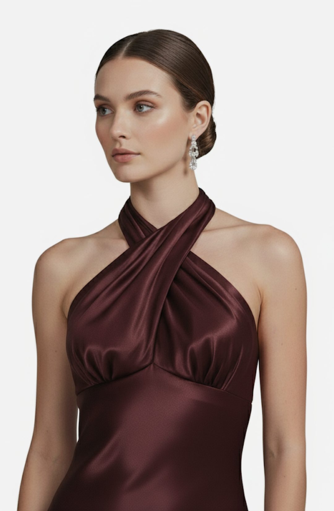 Arden Wine Halter Maxi Dress