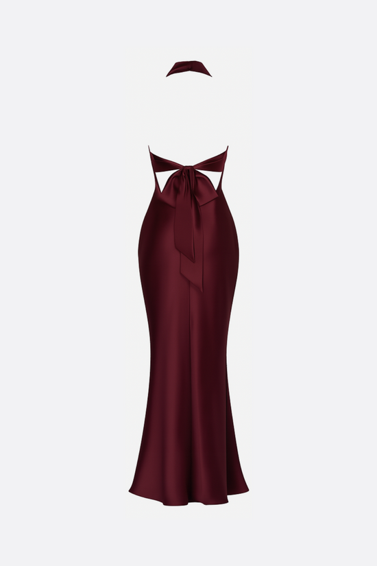 Arden Wine Halter Maxi Dress